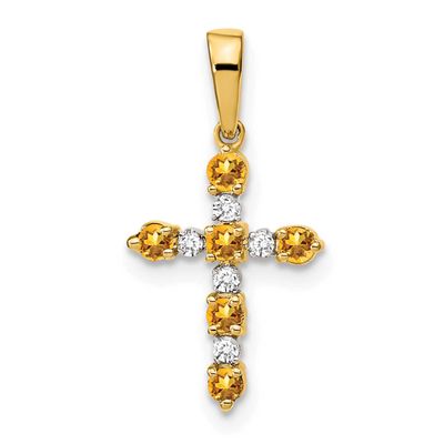 Citrine and Diamond Cross Pendant 14k Gold XP3387CI/A 886774130750