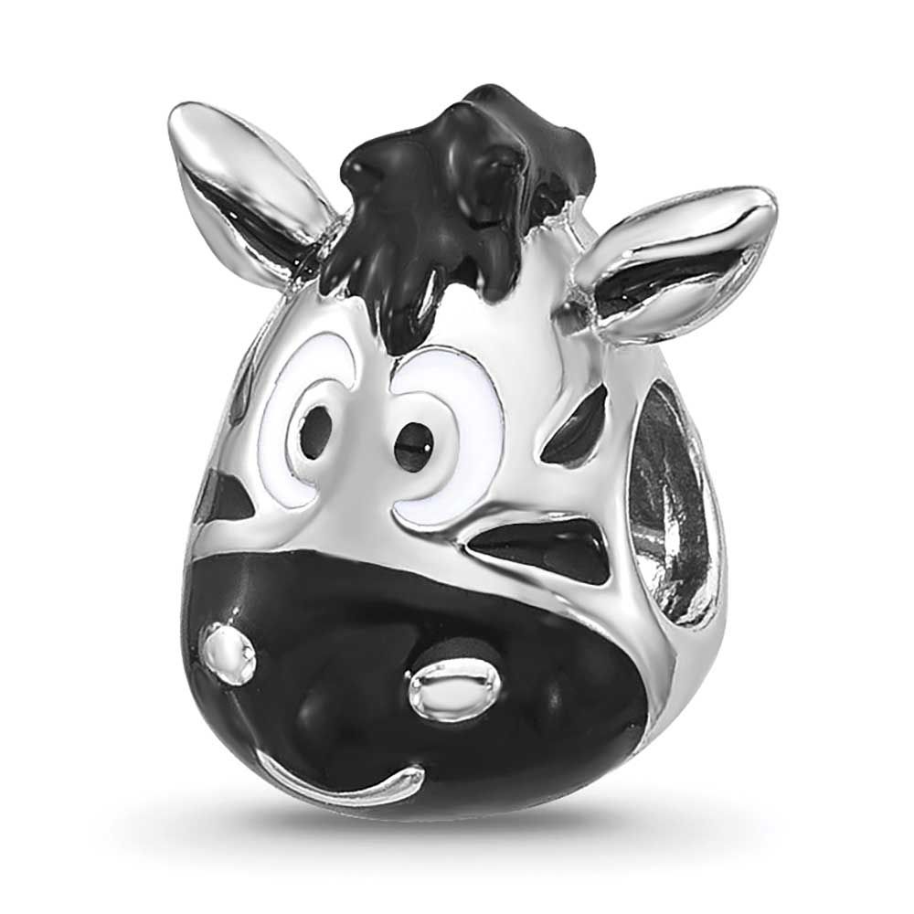 Kids Enamel Zebra Face Bead Sterling Silver QRS4545 196904279038