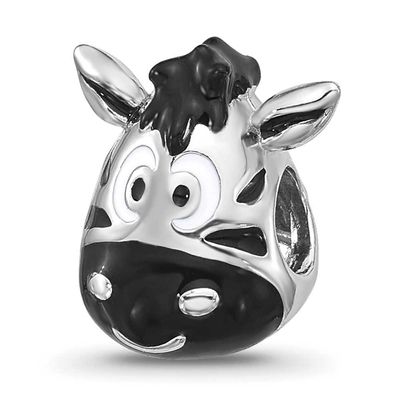 Kids Enamel Zebra Face Bead Sterling Silver QRS4545 196904279038