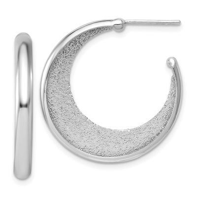 Radiant Essence Polished/Textured Post J-Hoop Earrings Sterling Silver QLE1569