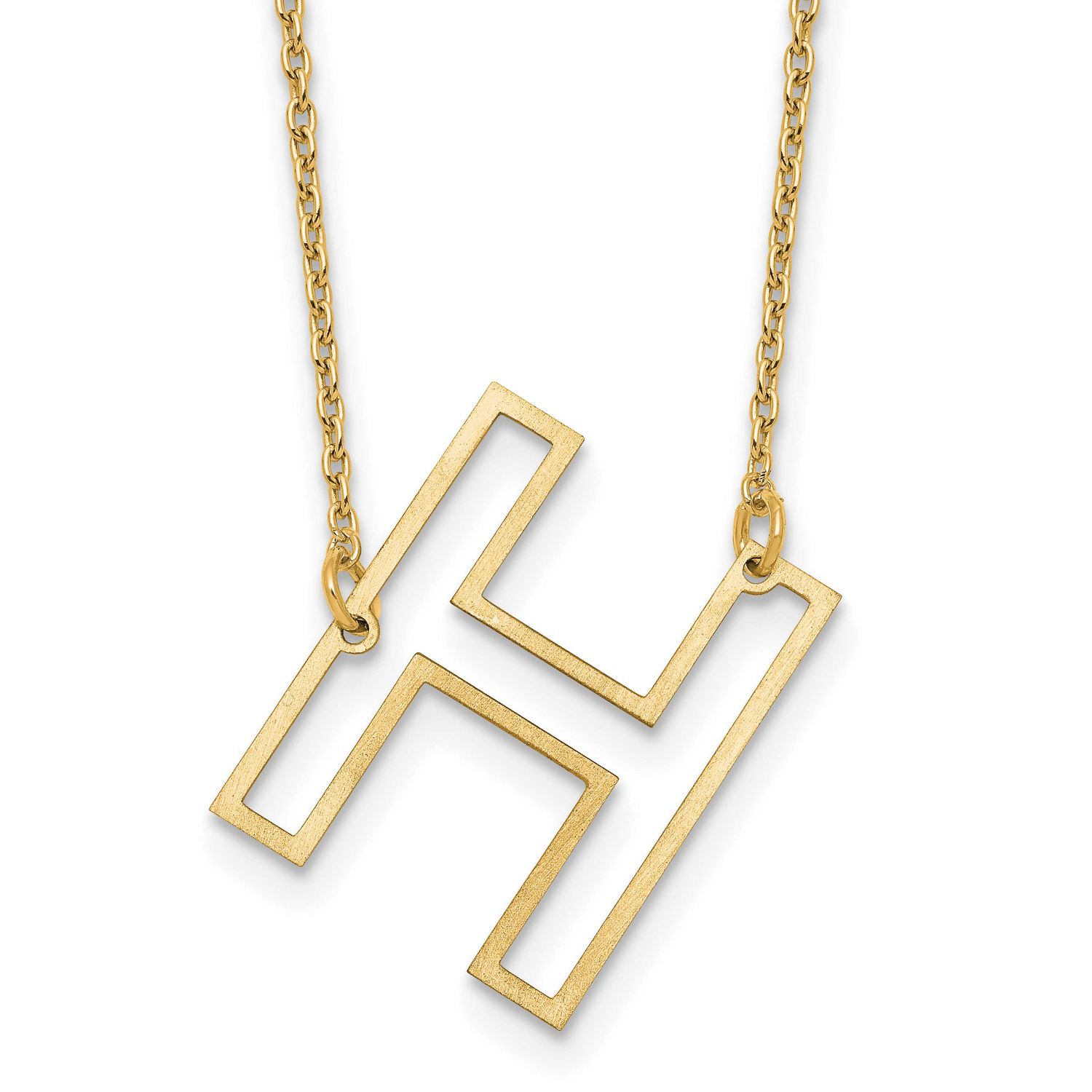 Sideways Cut Out Initial H Necklace Sterling Silver Gold-plated XNA1473GP/H