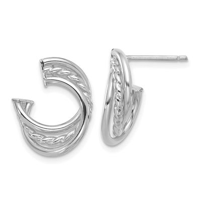 Wht Rh-Plating Polished and Twisted Post Earrings 14k Gold LE2684 196904342268