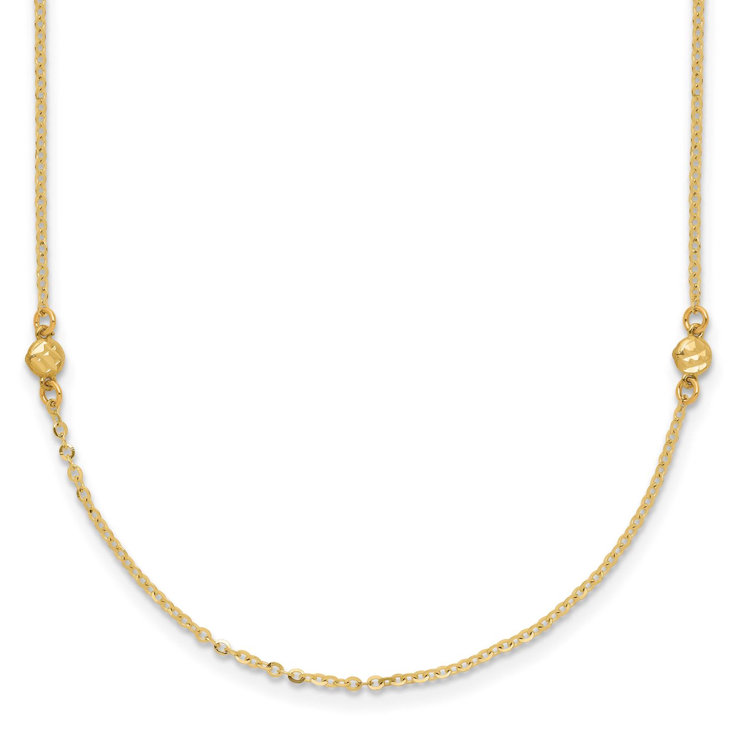Diamond-Cut 18 Inch Necklace 14k Gold Polished LF1828-18 196904258934