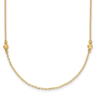 Diamond-Cut 18 Inch Necklace 14k Gold Polished LF1828-18 196904258934