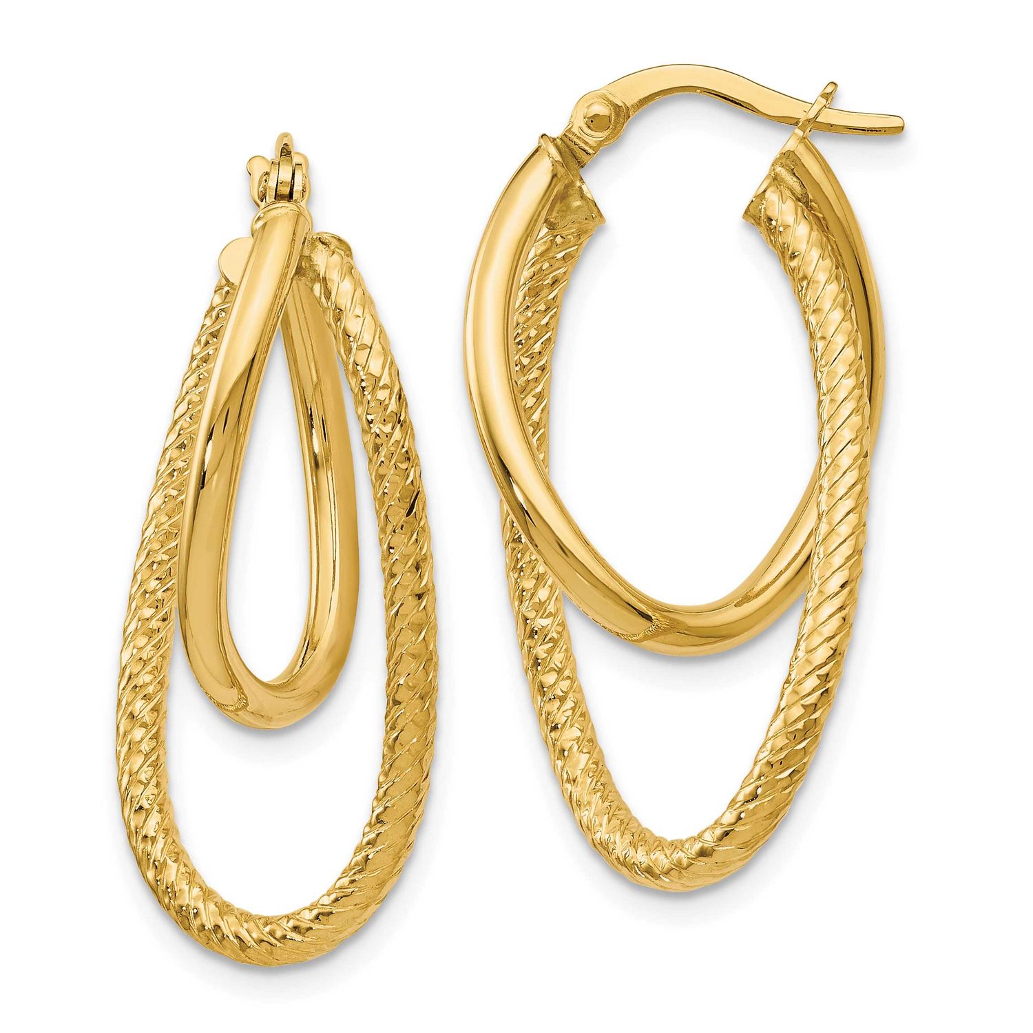 Textured Hinged Hoop Earrings 10k Gold Polished 10LE630 196904344927