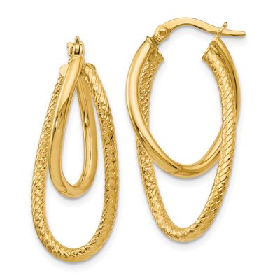 Textured Hinged Hoop Earrings 10k Gold Polished 10LE630 196904344927