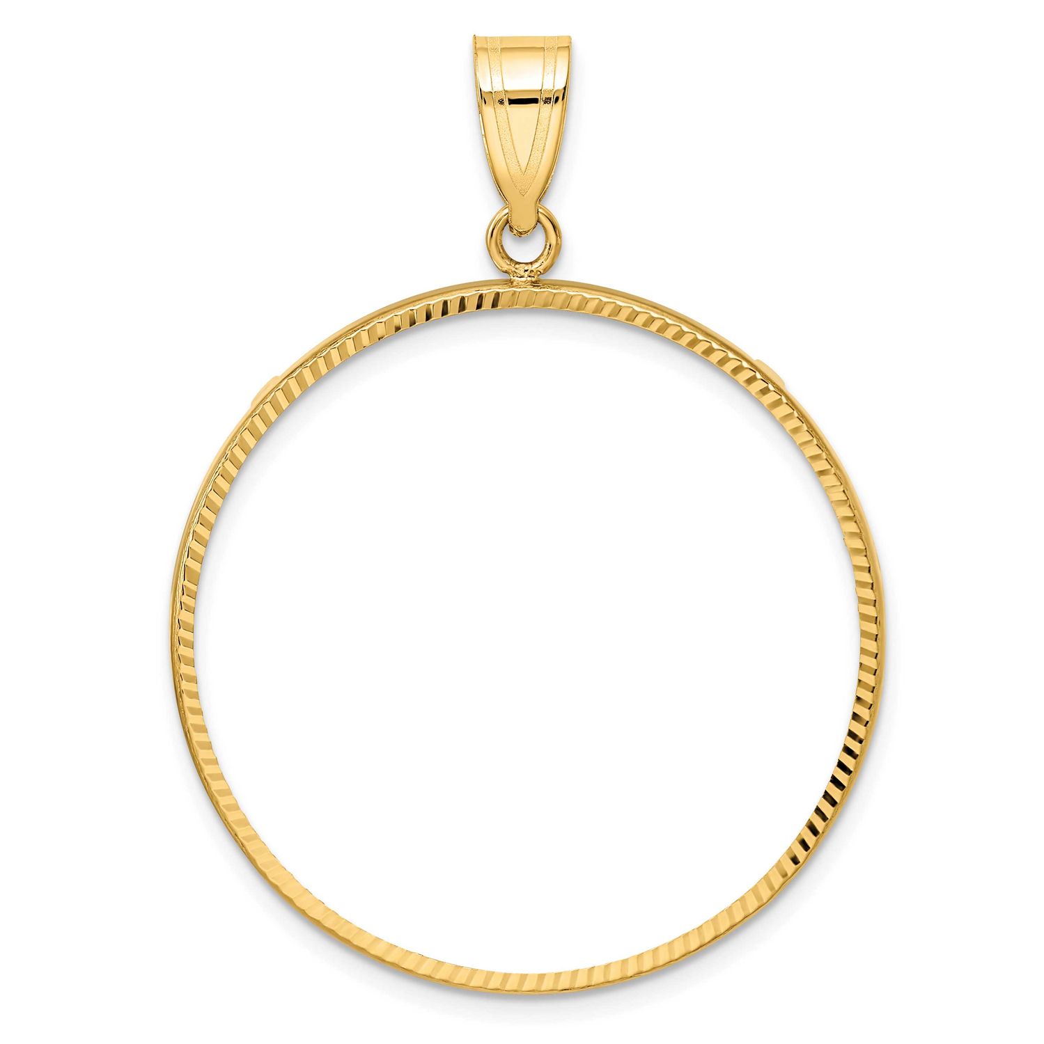 Diamond-Cut 32.0mm Prong Coin Bezel Pendant 10k Gold Polished 10C1801D/32.0
