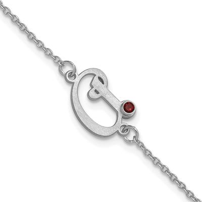 Initial and Birthstone Bracelet Sterling Silver Rhodium-plated XNA1543SS