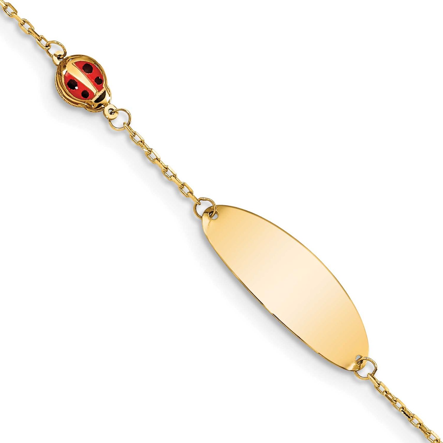 Children&#39;s Enamel Ladybug with .5 Inch Extender ID Bracelet 14k Gold BID107-5.5 191101902574