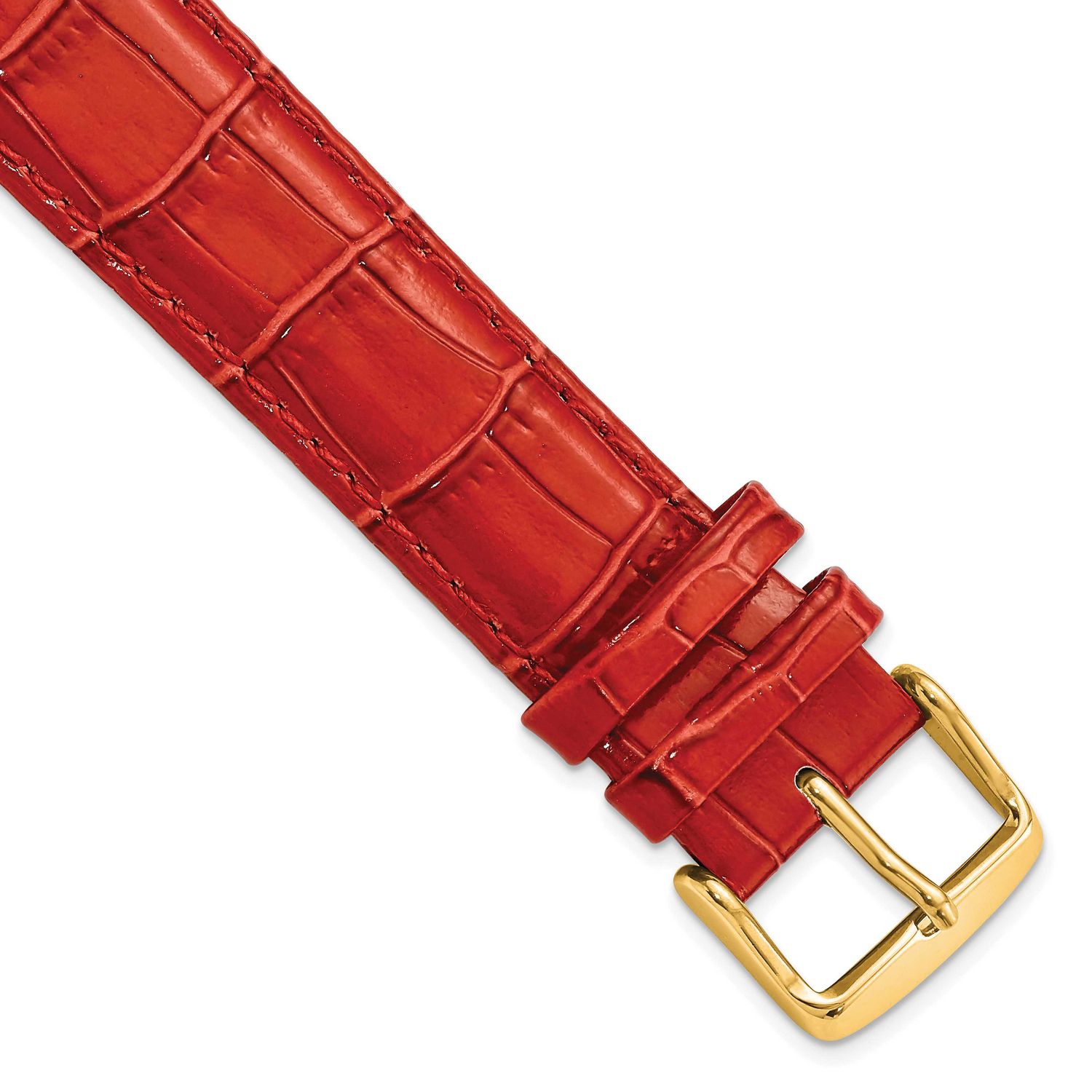 Debeer 20mm Long Red Crocodile Grain Chronograph Leather with Gold-Tone Buckle 8.5 Inch Watch Band …