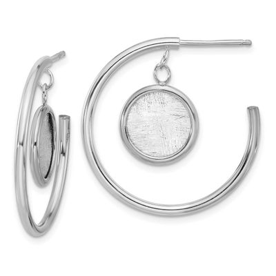 Radiant Essence Polished Scratch Earrings Sterling Silver Rhodium-plated QLE1503 196904348253