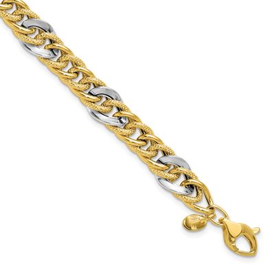 Textured Fancy Link Bracelet 14k Two-tone Gold Polished LF2051-7.5 196904315071