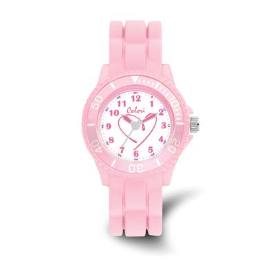 Colori Kids 30mm Pink Heart Dial with Light Pink Silicone Band Watch XWA6608