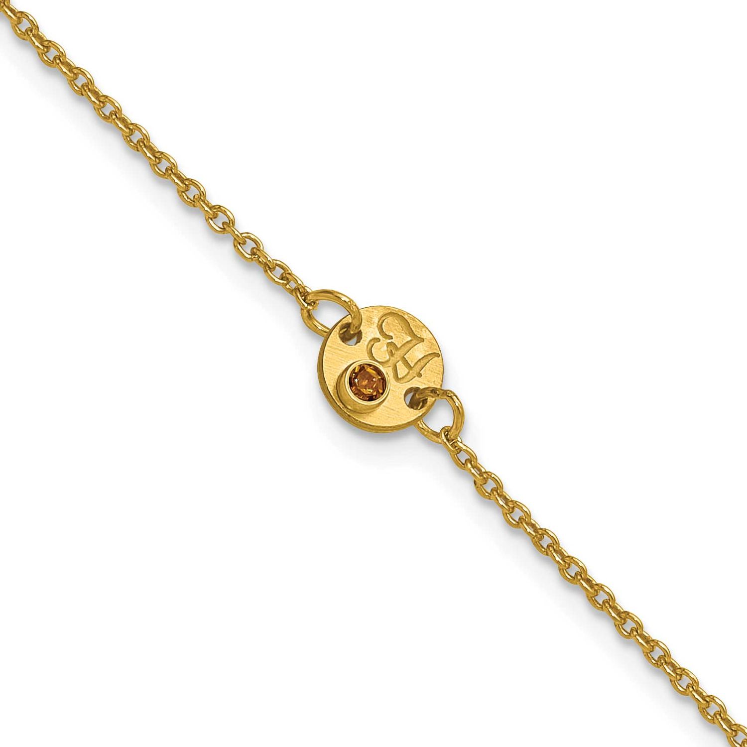 Gold-Plated 1 Disc with Initial and Birthstone Bracelet Sterling Silver XNA1523/1GP