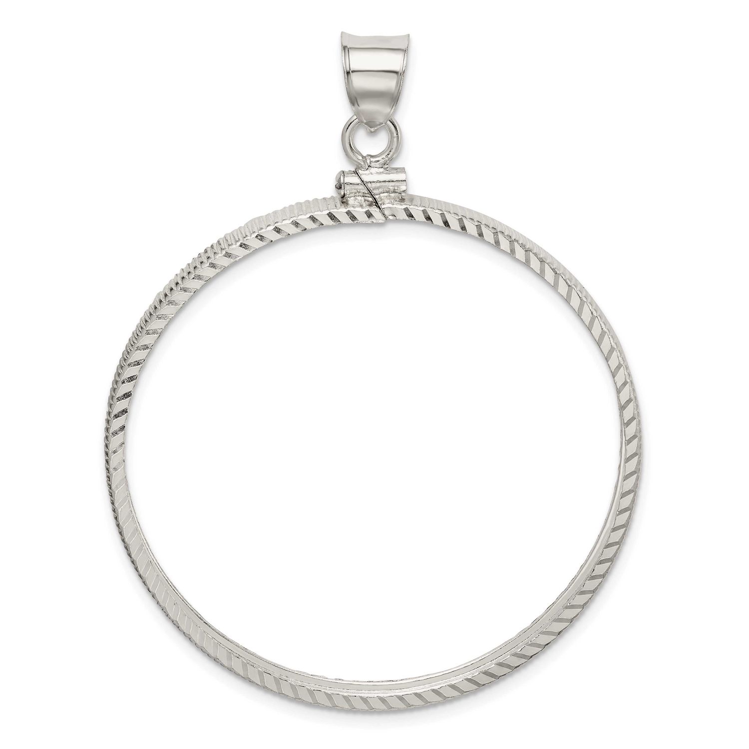 Diamond-Cut 39.4 x 3.1mm 1 Oz. Screw Top Coin Bezel Pendant Sterling Silver Polished QBC9 883957524…