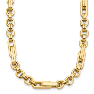 Fancy Link Necklace 14k Gold Polished LF2150-18.5 196904316702