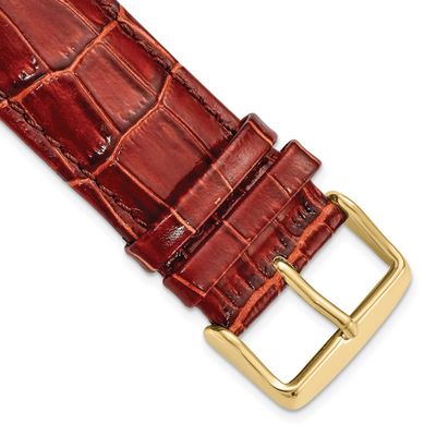 Debeer 20mm Long Havana Crocodile Grain Chronograph Leather with Gold-Tone Buckle 8.5 Inch Watch Ba…