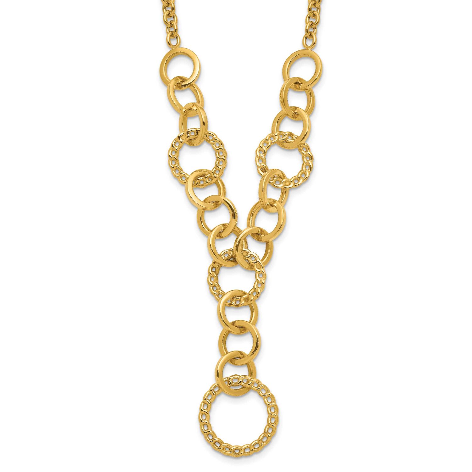 Circles Y-Drop with 1 Inch Extender Necklace 14k Gold Polished LF2067-17