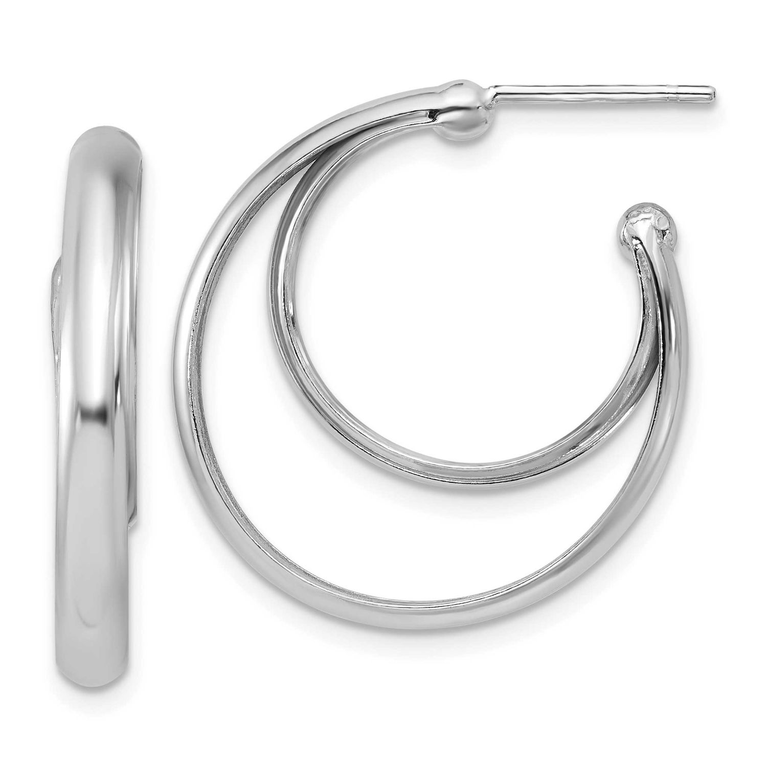 26mm Double Post J-Hoop Earrings Sterling Silver Polished QLE1571
