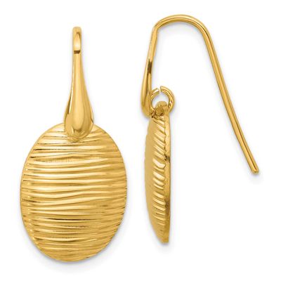 Gold-Tone Polished/Textured Oval Dangle Earrings Sterling Silver QLE1471