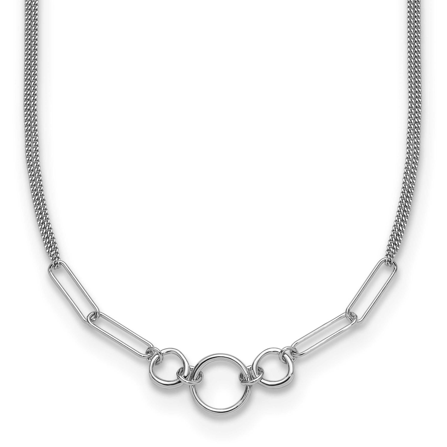 2-Strand with 1.75 Inch Extender Fancy Necklace Sterling Silver Rhodium-plated QLF1389-16 196904347…