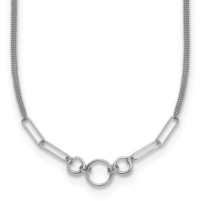 2-Strand with 1.75 Inch Extender Fancy Necklace Sterling Silver Rhodium-plated QLF1389-16 196904347…