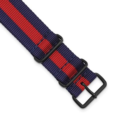 Debeer 18mm One-Piece Navy with Red Stripe Military Ballistic G10 Nylon with Black Pvd-Plated Buckl…