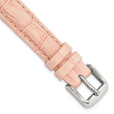 Debeer 14mm Pink Crocodile Grain Chronograph Leather with Silver-Tone Buckle 6.75 Inch Watch Band B…