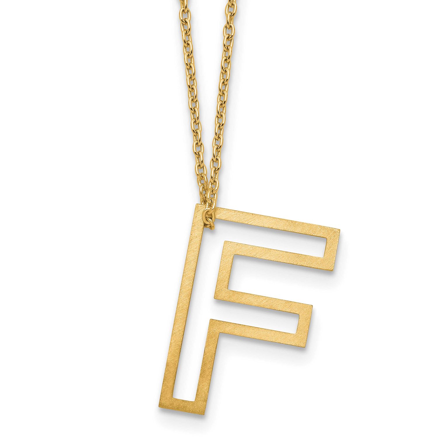 Cut Out Slide Initial F Necklace Sterling Silver Gold-plated XNA1474GP/F
