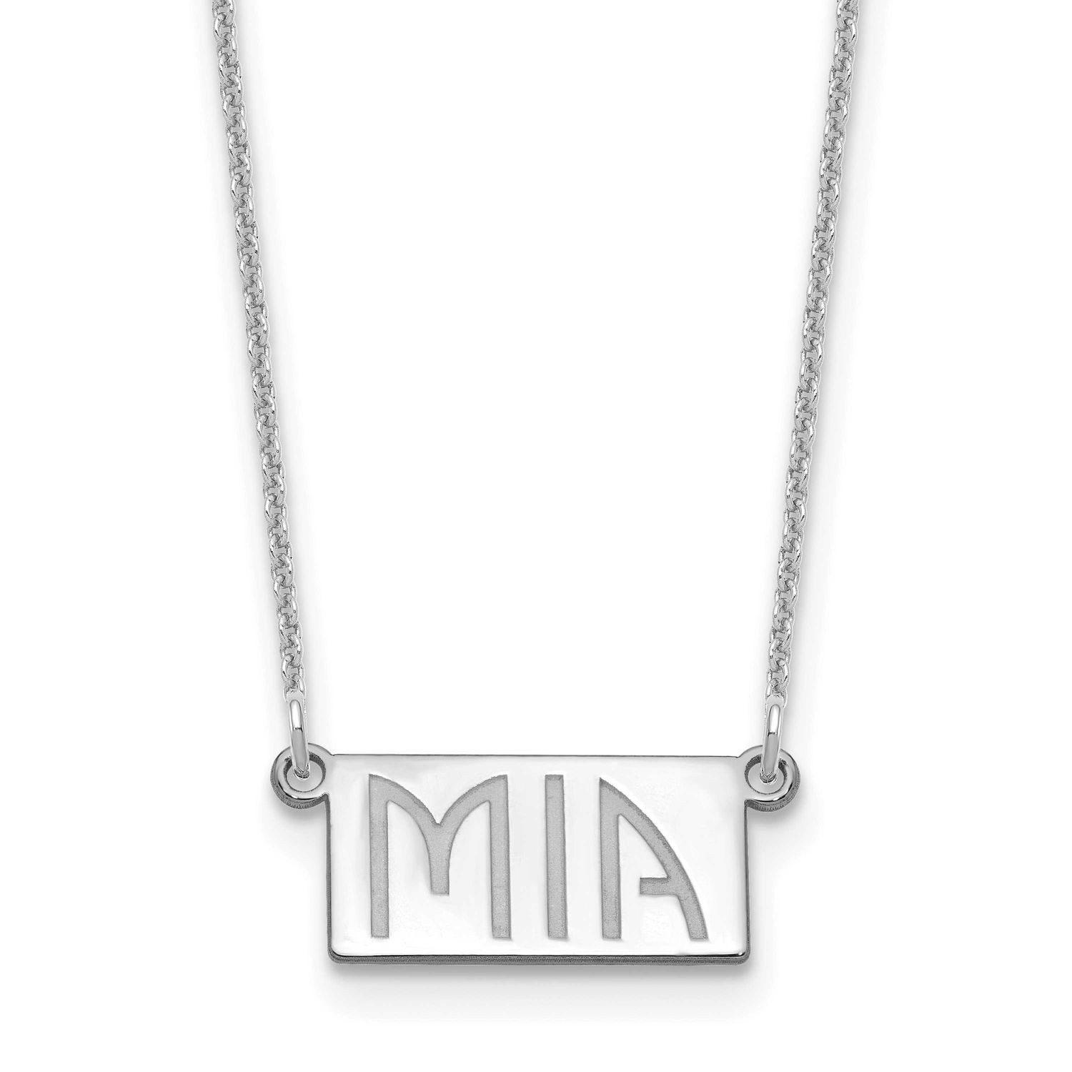 1-3 Letter Name Bar Necklace 14k White Gold XNA1512W