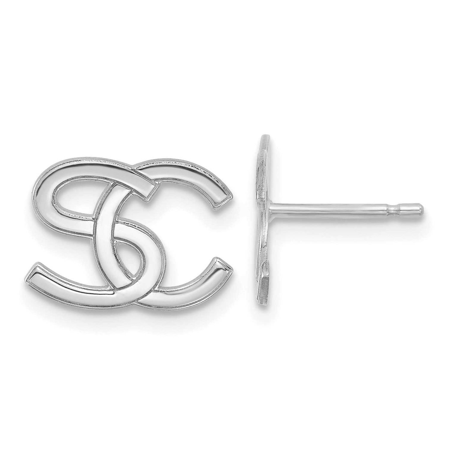 Interlocking Initial Earrings 14k White Gold XNE156W
