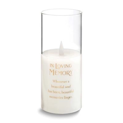 Lillian Rose In Loving Memory Glass Led Candle Holder with Sympathy Verse GM23937 710309457336