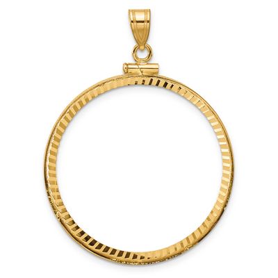 Diamond-Cut 32.7mm x 3.00mm Screw Top Coin Bezel Pendant 10k Gold Polished 10C1885D/32.7