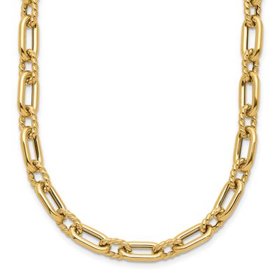 Textured Fancy Link Necklace 14k Gold Polished LF1950-18 196904326701