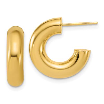 J-Hoop Post Earrings 14k Gold Polished LE2853 196904316238