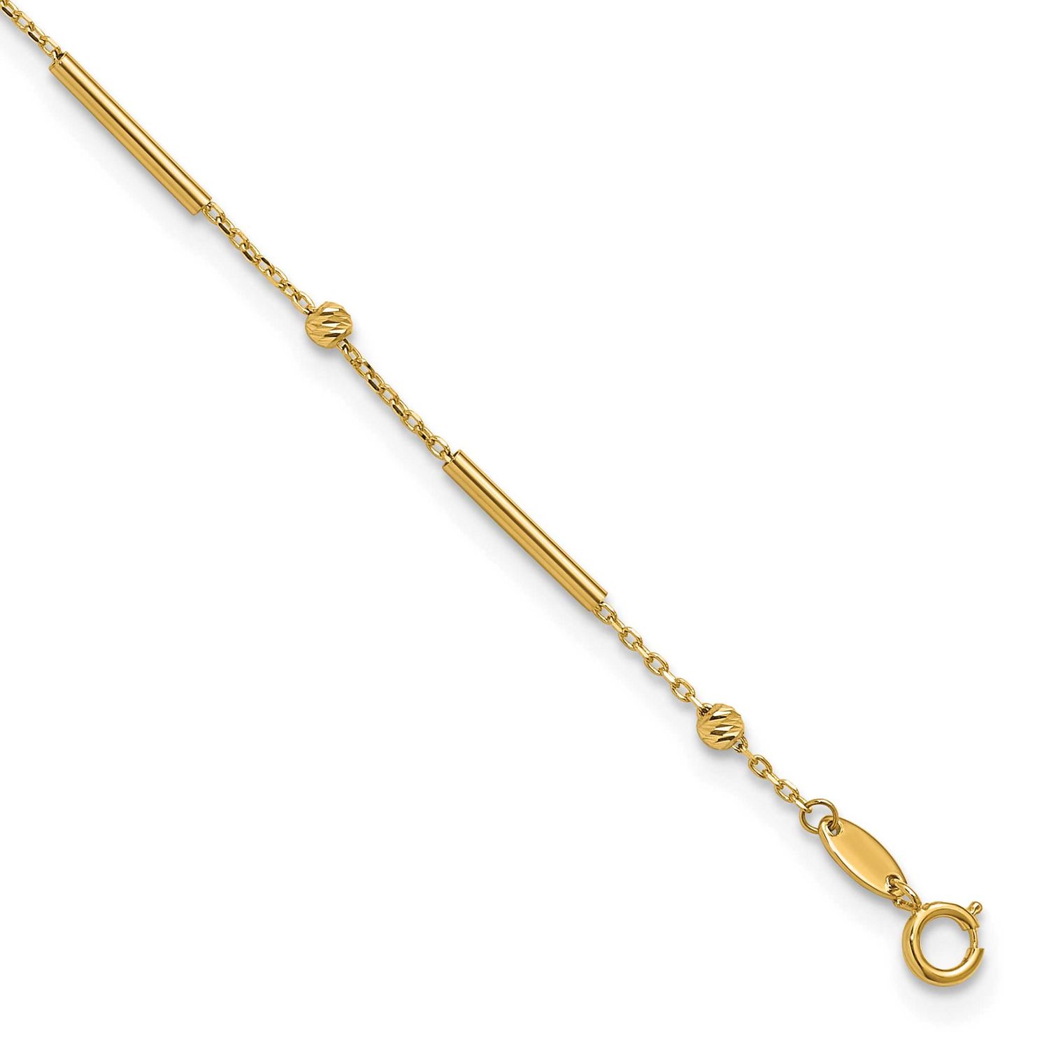Diamond-Cut Bar 9 Inch Plus 1 Inch Extender Anklet 10k Gold Polished 10LF632-9 196904344767