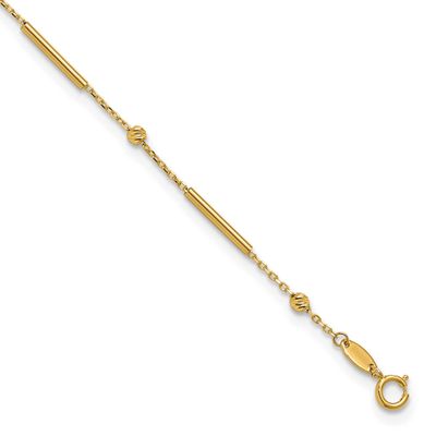 Diamond-Cut Bar 9 Inch Plus 1 Inch Extender Anklet 10k Gold Polished 10LF632-9 196904344767