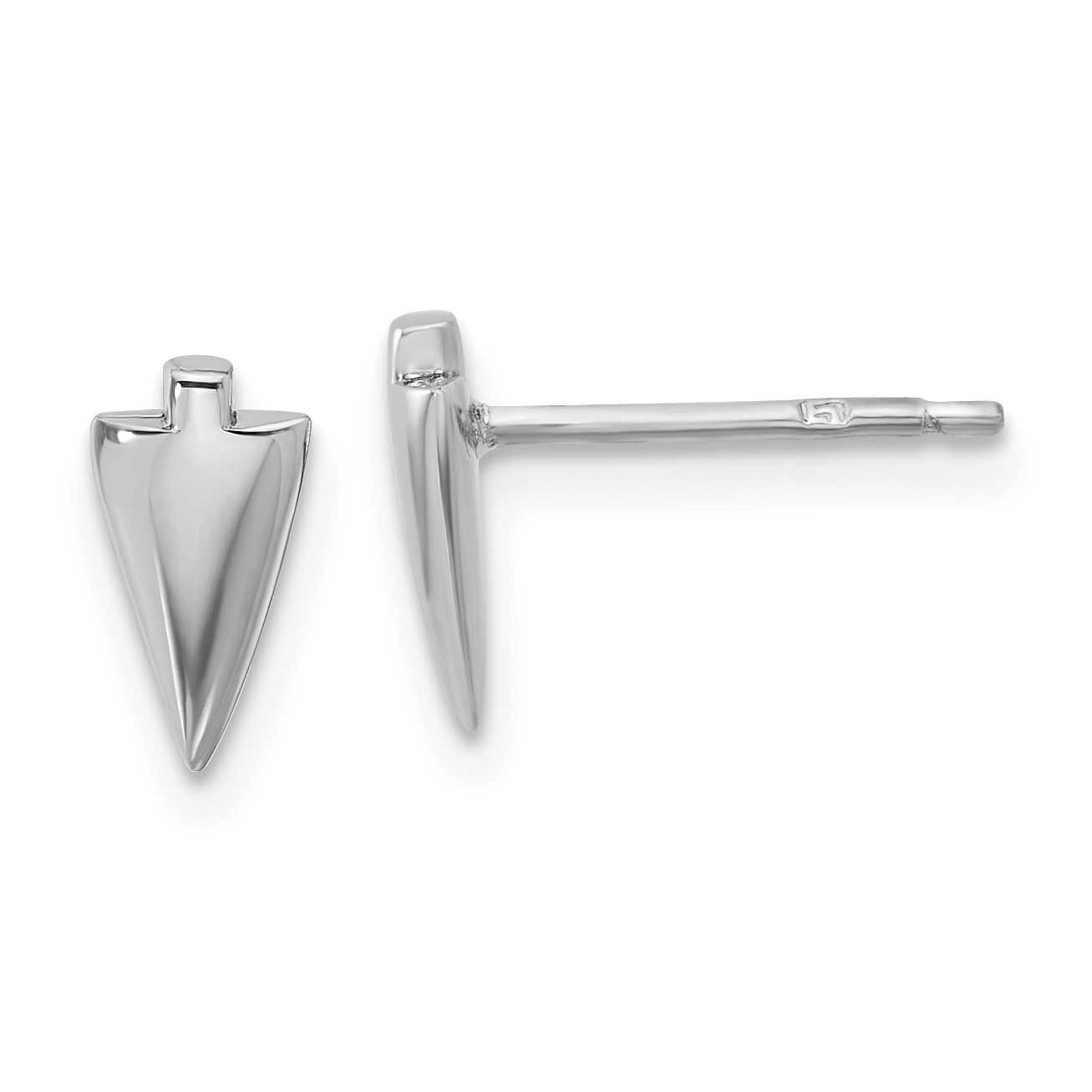Arrowhead Post Earrings Sterling Silver Rhodium-plated Polished QLE1469