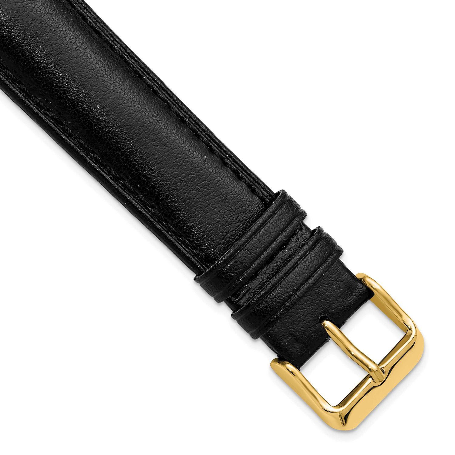 Debeer 18mm Black Vegan Apple Skin Stitched with Gold-Tone Buckle 8 Inch Watch Band BAY570-18