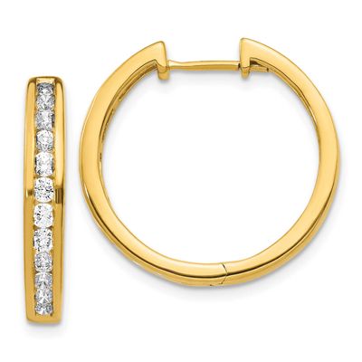 Diamond Hinged Hoop Earrings 14k Gold EM5366-100-YA 883957663791