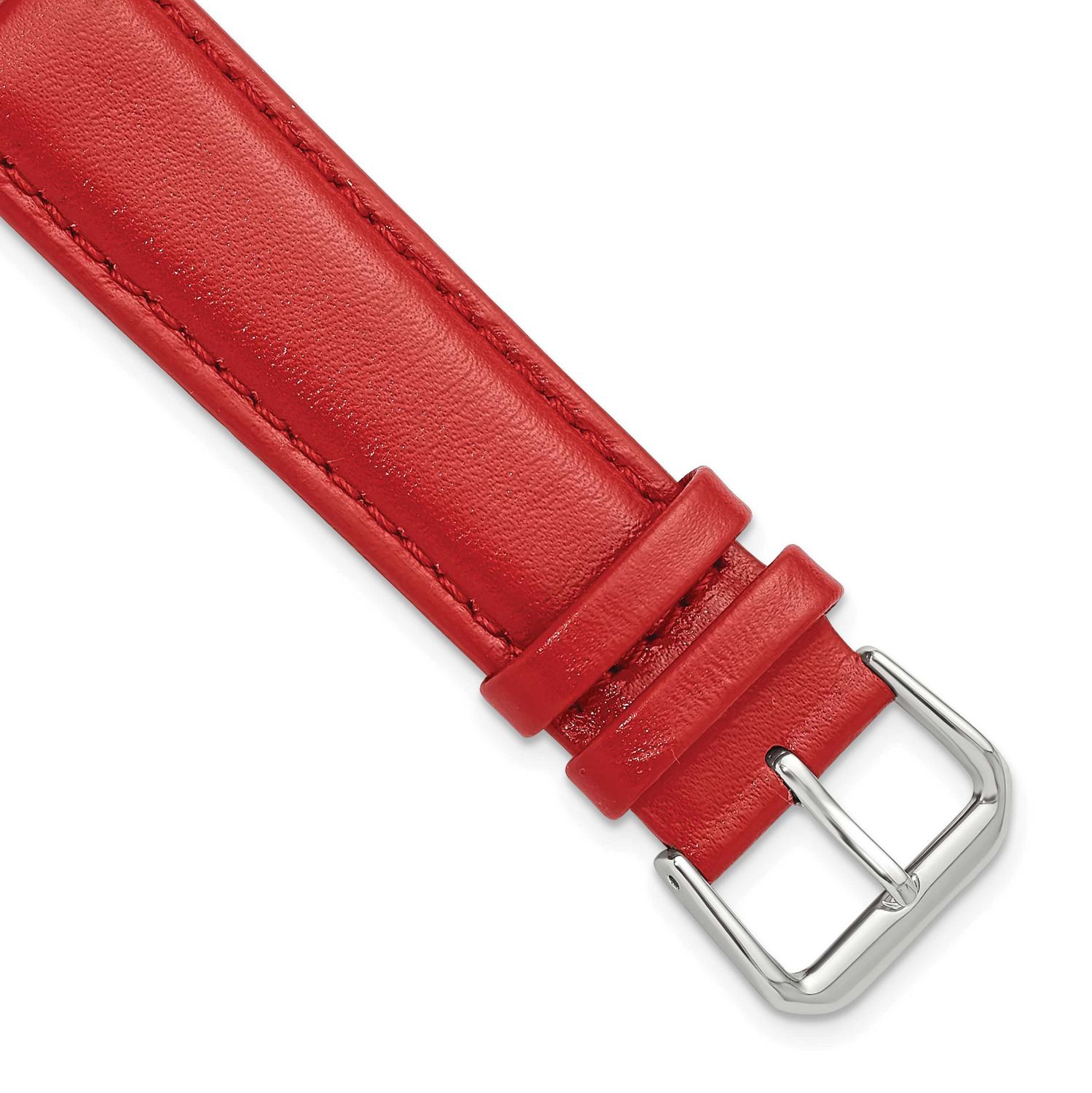 Debeer 16mm Red Smooth Leather with Silver-Tone Buckle 7.5 Inch Watch Band 38-16 196904354940