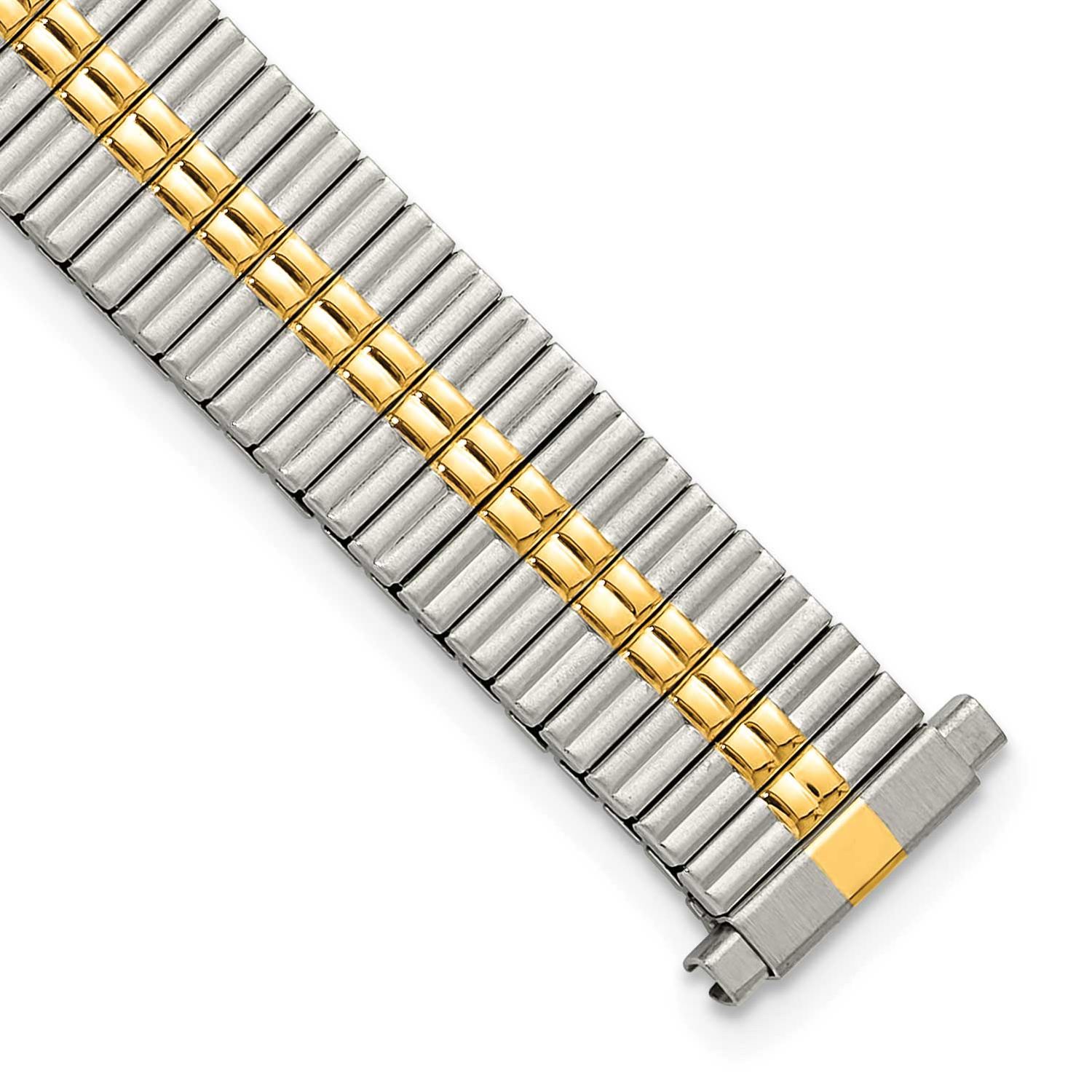 Debeer 12-16mm Ladies Satin and Polished Two-Tone Thin-Flexo Link 5.75 Inch Watch Band EL882