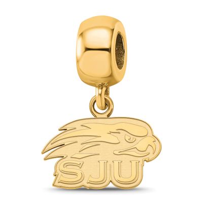 Saint Joseph&#39;s University Hawks Extra Small Dangle Bead Charm Sterling Silver Gold-plated GP008SJO …