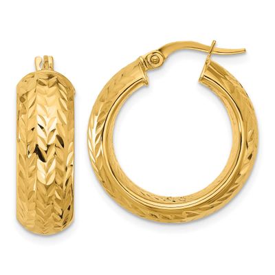 Diamond-Cut Hoop Earrings 14k Gold Polished LE2731 196904335734