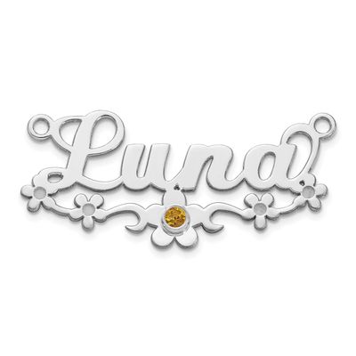 Ss Bezel Birthstone Flower Name Plate Sterling Silver Rhodium-plated XNA1495SS