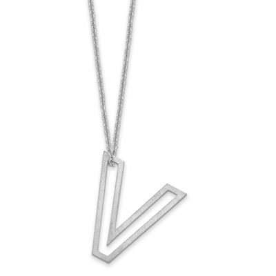 Cut Out Slide Initial V Necklace 14k White Gold XNA1474W/V