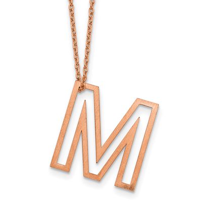 Rose Gold-Plated Cut Out Slide Initial M Necklace Sterling Silver XNA1474RP/M