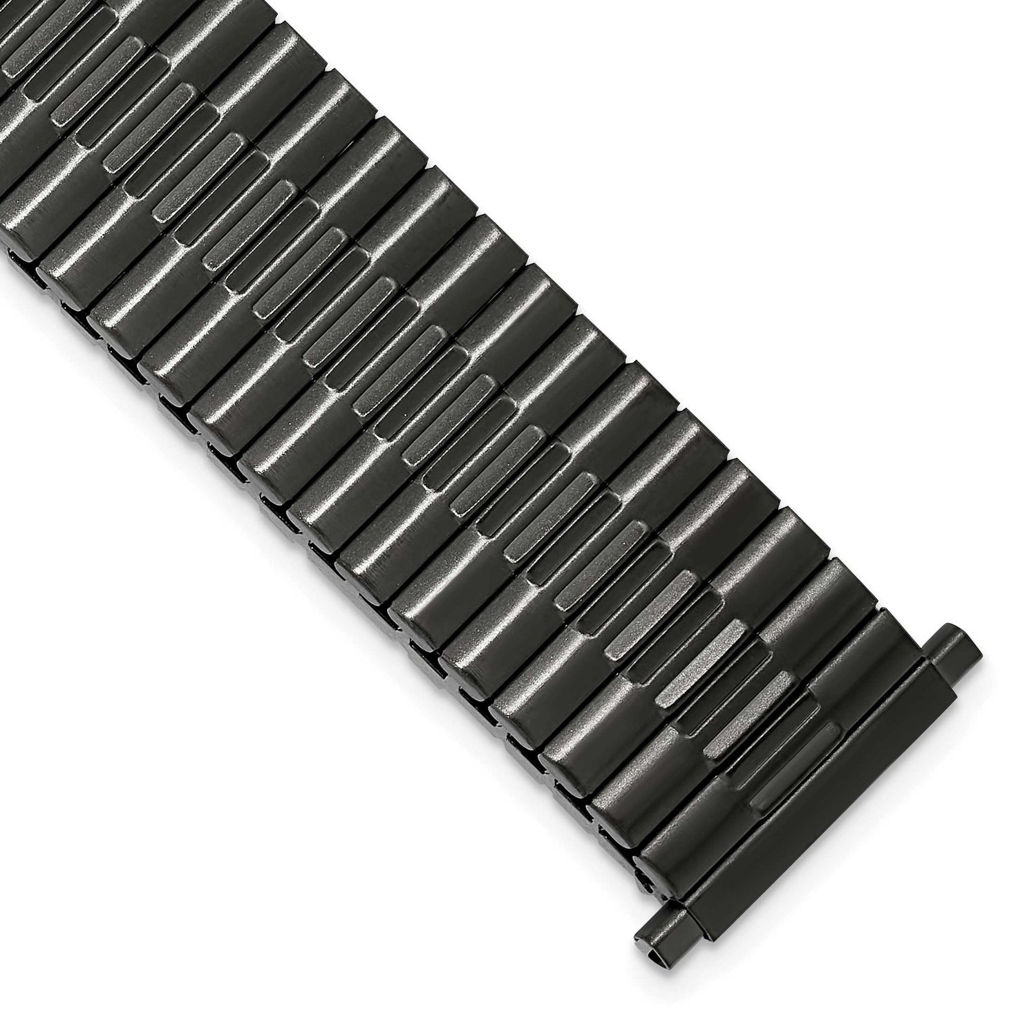 Gilden Mens Long 20-24mm Gun Metal Ip-Plated Stainless Steel 7.5 Inch Expansion Watch Band BA556L