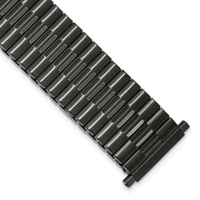 Gilden Mens Long 20-24mm Gun Metal Ip-Plated Stainless Steel 7.5 Inch Expansion Watch Band BA556L