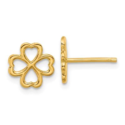 4-Leaf Clover Post Earrings 14k Gold Polished LE2873 196904287903